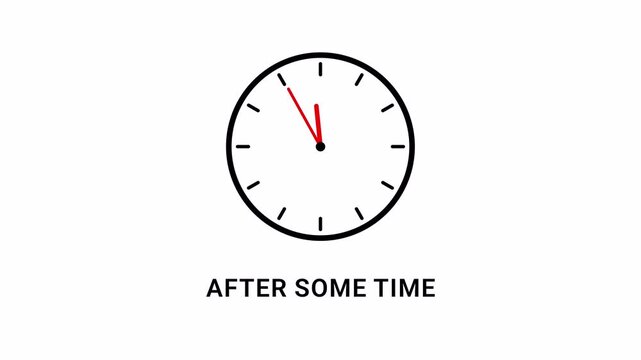 Minimalist Clock Motion Graphic with After Some Time Caption, Seamless Loop