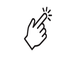 Obraz premium Hand Click, Pointer Icon, Black Line Illustration, Web Button Symbol isolated on White Background