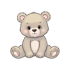 Fototapeta premium Cute Cartoon Teddy Bear Sitting.
