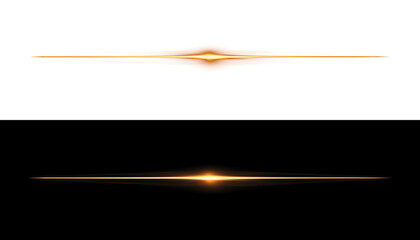 Abstract golden light streak with lens flare effect on white and black backgrounds © Tania