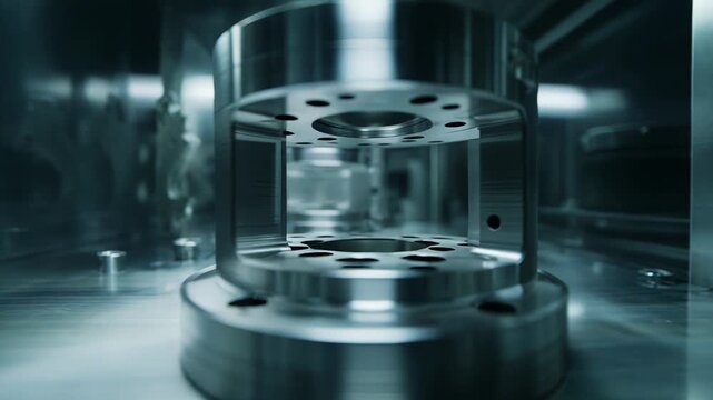 Precision machined metallic component in a modern industrial facility, showcasing advanced engineering, tight tolerances, automated production and rigorous quality control processes