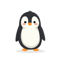 Fototapeta premium Cartoon Penguin Vector Illustration - Cute Antarctic Bird Character on White Background. Smiling Penguin standing for children's book, card, sticker design, and educational projects.