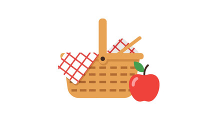 Picnic basket with red apple inside. © AAS CREATIVE