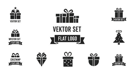 Fototapeta premium Christmas Gift Box Icons Vector Set Flat Design.
