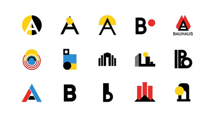 Collection of Bauhaus Inspired Letter A and B Logos. © zulie