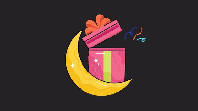Eid Gift  Motion Graphic Rendering with Transparent Alpha Channel