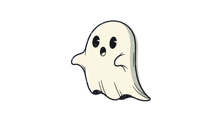 Obraz premium Cute cartoon ghost character with surprised expression.