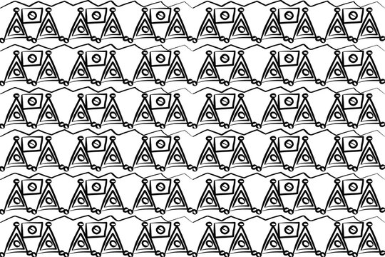 Tribal Geometric Seamless Pattern, Ethnic Boho Textile Design, Black and White Ornamental Background Vector