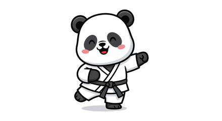 Cute Panda Karateka in Gi, Martial Arts Cartoon Character © oka