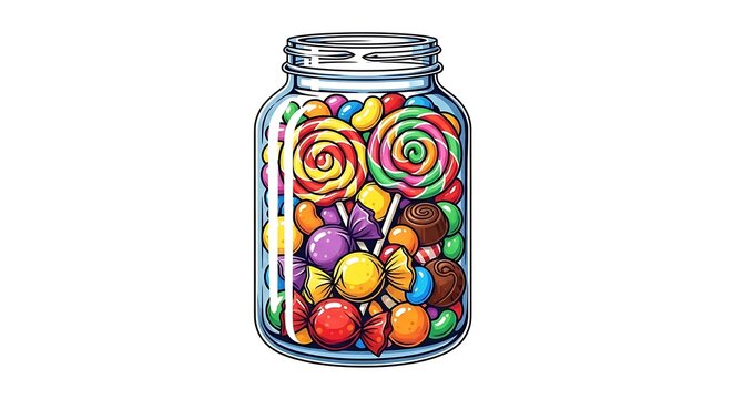 Colorful candy in a glass jar