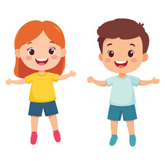 Fototapeta premium happy children holding hands friendship flat design vector illustration