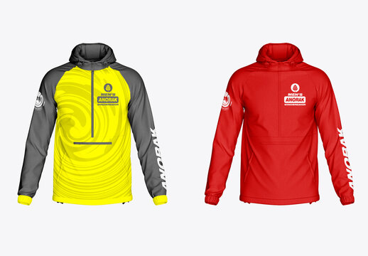 Mens Hooded Anorak Jacket Mockup
