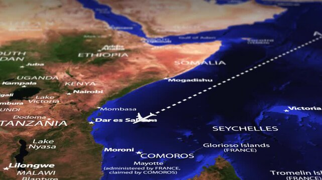 Flight From New Delhi INDIA to Gaborone BOTSWANA with flag pins