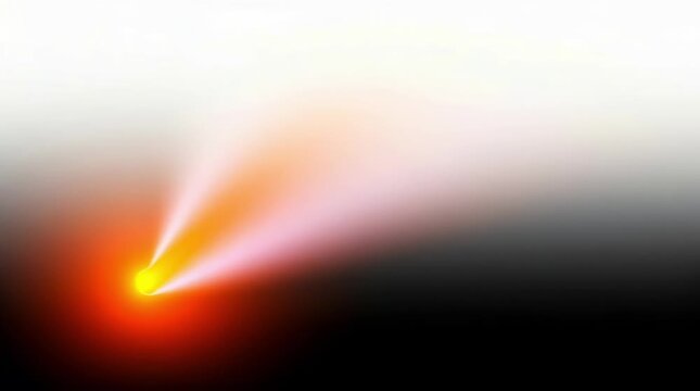 Light beam, spotlight and laser effect in dark space with bright yellow focus point illuminating a glowing orb for futuristic technology, science concept with dynamic energy flow and abstract