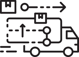 Obraz premium Logistics and transportation delivery truck icon with route planning and package tracking