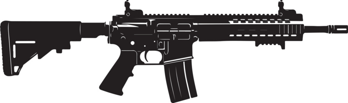 Black rifle, assault rifle, gun, firearm, vector illustration, modern weapon, military style