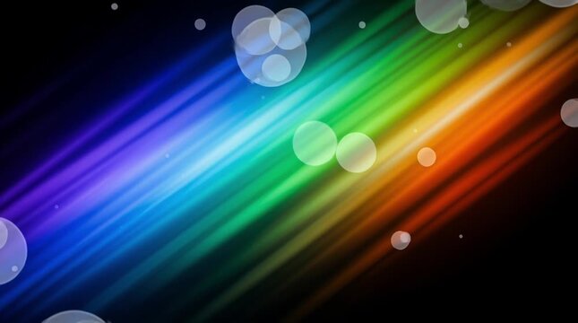 Rainbow, Light and Abstract Background with Colorful Spectrum Lines Showing Dynamic Energy Flow and Vibrant Gradient Effect. Bokeh, Shine and Glow with Sparkling Particles Illustrating Modern Design