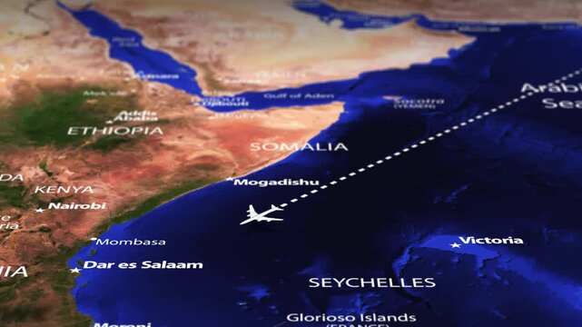 Flight From New Delhi INDIA to Harare ZIMBABWE with flag pins