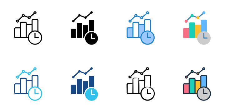 Real time dashboard icons set multiple style collection. Editable stroke 

