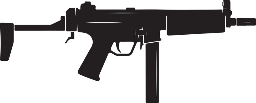 Rifle, assault rifle, gun, firearm, black silhouette, vector illustration, weapon, military, combat