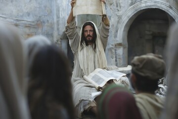 Fototapeta premium Religious leader giving sermon in front of his followers