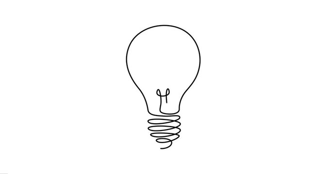 Animated continuous one line drawing of light bulb, minimalist idea and creativity motion graphic.