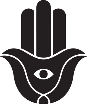 Hamsa Hand, Hamsa Symbol, Evil Eye Protection, Black Vector Icon