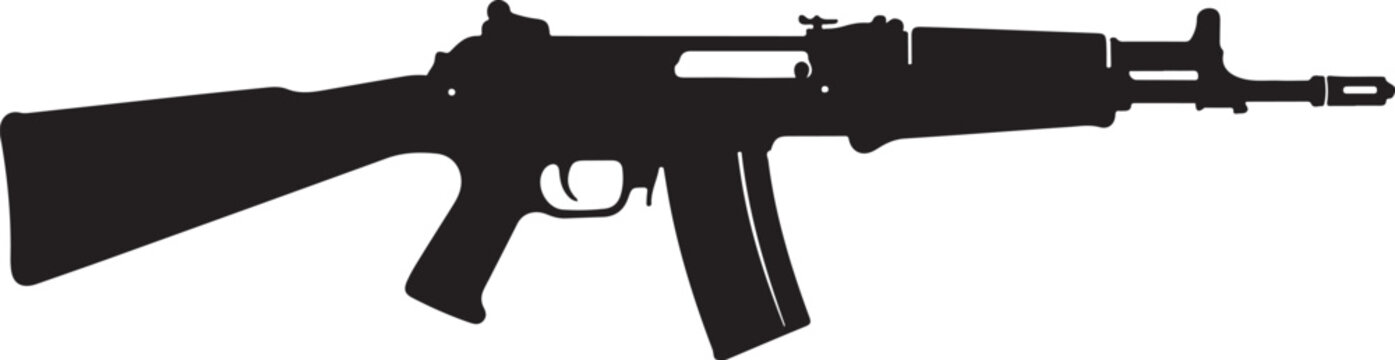 Black rifle silhouette, assault rifle icon, gun vector, firearm illustration