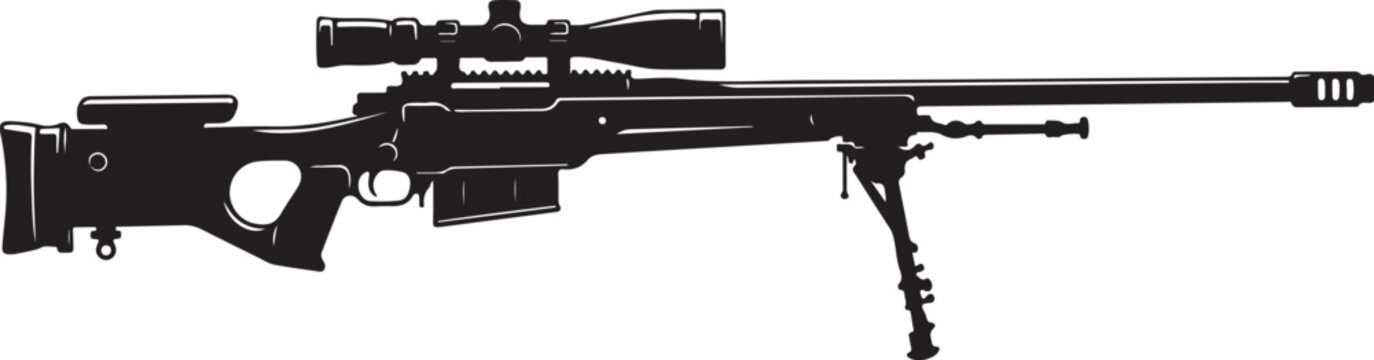 Sniper rifle, black tactical rifle, precision firearm, hunting gun