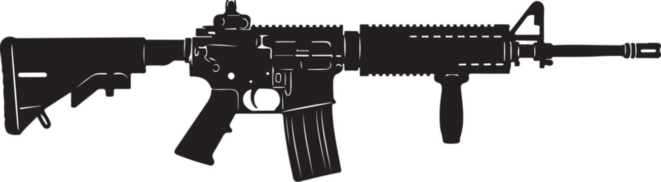 Rifle, assault rifle, black rifle, gun vector, military weapon, firearm illustration