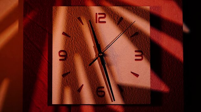 Time-lapse footage of a wood-textured analog clock in motion.
