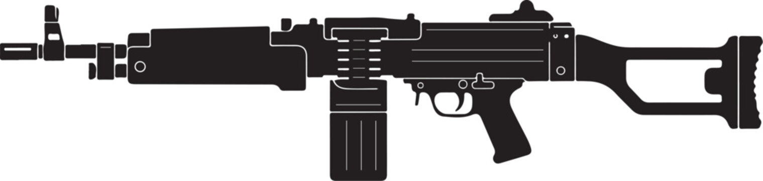 Rifle, assault rifle, gun, firearm, black, vector, illustration,  military, weapon