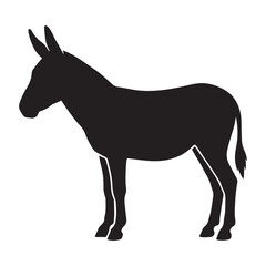 Fototapeta premium Silhouette of a donkey in a standing position on a white background.