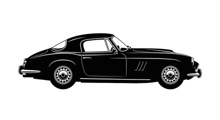 Fototapeta premium Classic Black Vintage Sports Car Side.
