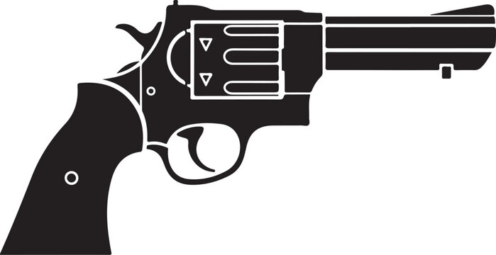 Revolver, Handgun, Gun, Black, Vector, Illustration, Firearm, Weapon