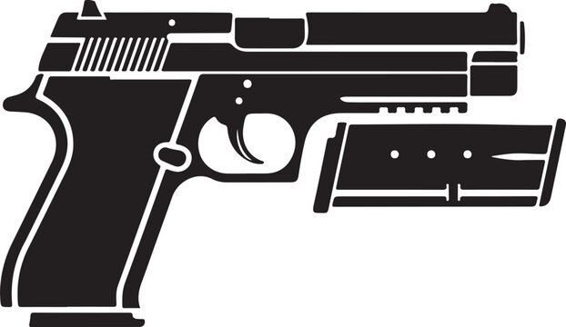 Handgun, pistol, black, vector, firearm, icon, illustration, gun, weapon, sidearm
