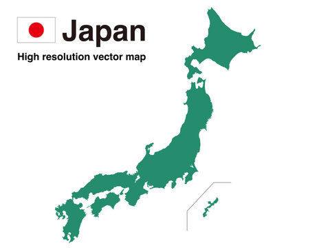 Japan vector map in solid style
