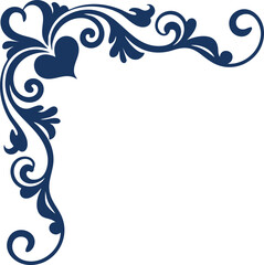 Fototapeta premium Romantic Heart Floral Corner – Decorative Border Element