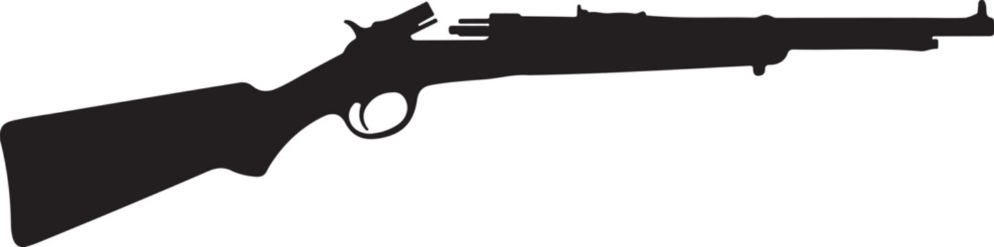 Rifle, gun, firearm, black silhouette, vector illustration, hunting, weapon, military