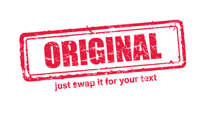 official stamp label red rubber stamp vector with distressed ink texture and clean frame, built for packaging, shipping labels, office paperwork, certification workflows, and commercial branding use. © Imaster