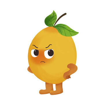 cute angry lemon PNG character sticker