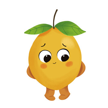 cute shy lemon character PNG stickers
