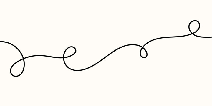 Line cable drawing and squiggle curve tangle thin Wavy curvy thread ector with loop squiggly cable Wire line doodle and rope squiggle divider with element