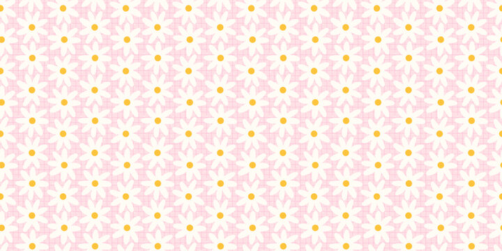 Flower seamless floral for pattern cute kawaii and small check spring. Daisy print easter for pink girl botanical and textile background kids. Flower stripe design for pattern vector vintage