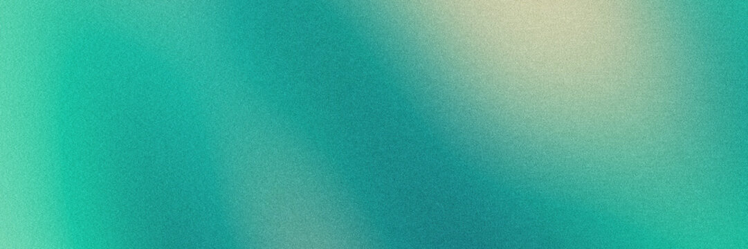 Noise Gradient Banner Background with Teal Colors. Panoramic Backdrop with Light Blurred Abstract Motion for, print or digital, Wallpaper. Aesthetic Ambient Cinematic Color with Subtle Grainy Texture
