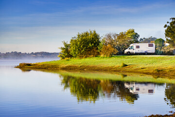 Fototapeta premium Camper rv camping on nature in Portugal