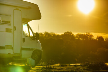 Camper rv camping on nature in Portugal