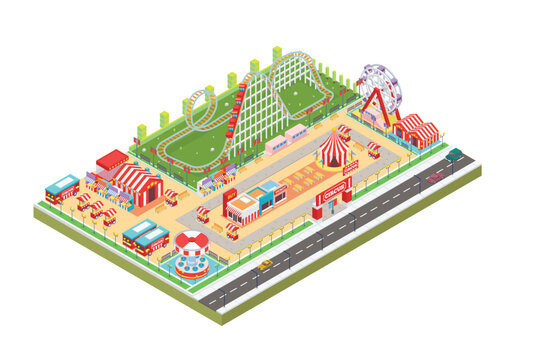 Isometric Amusement Park Map Diorama