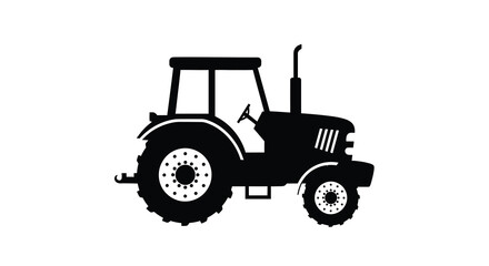 Obraz premium A black silhouette of a classic vintage tractor on a white background silhouette