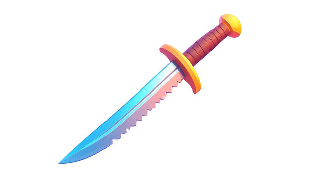 Cartoon serrated fantasy dagger on black background illustration for design use